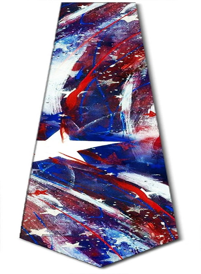 Three Rooker Patriotic Ties Mens Art Abstract Flag Neck Tie - Image 4